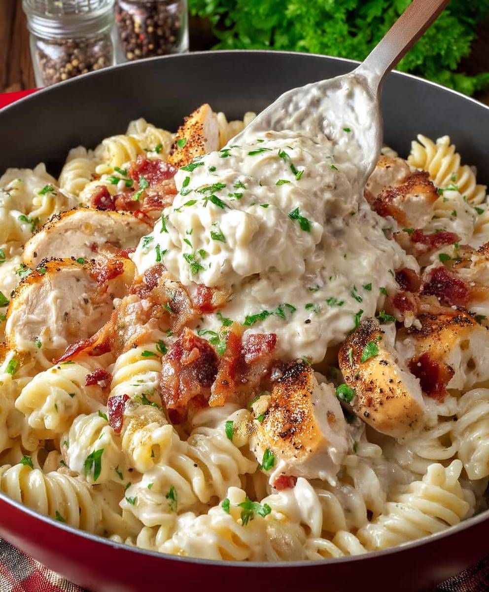 Creamy Chicken Bacon Ranch Pasta