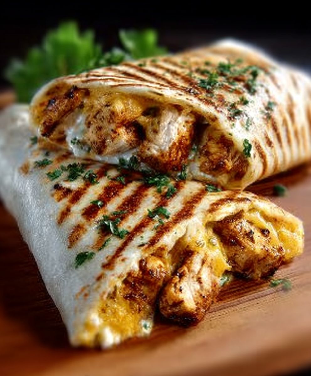 Cheesy Garlic Chicken Wraps
