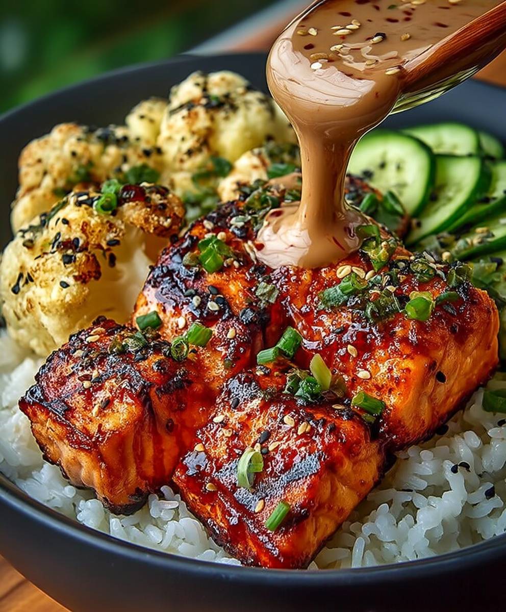Sriracha Honey Salmon Bowls