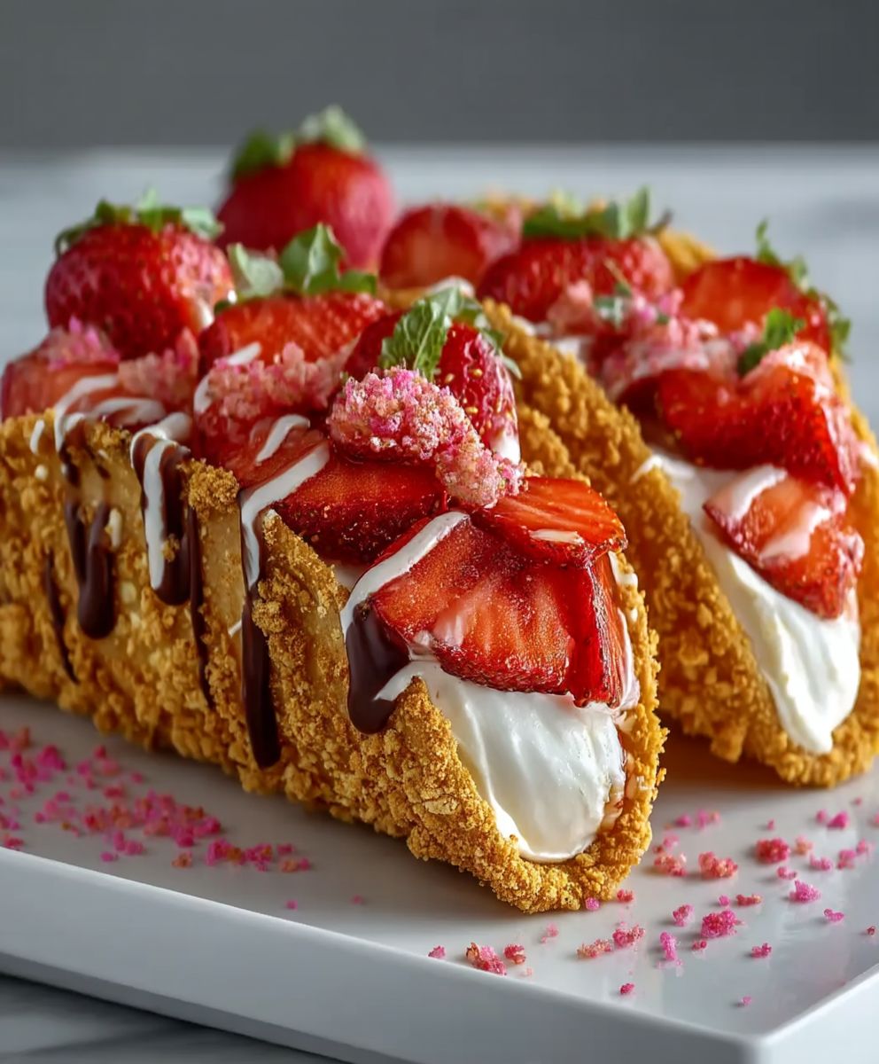 Strawberry Crunch Cheesecake Tacos