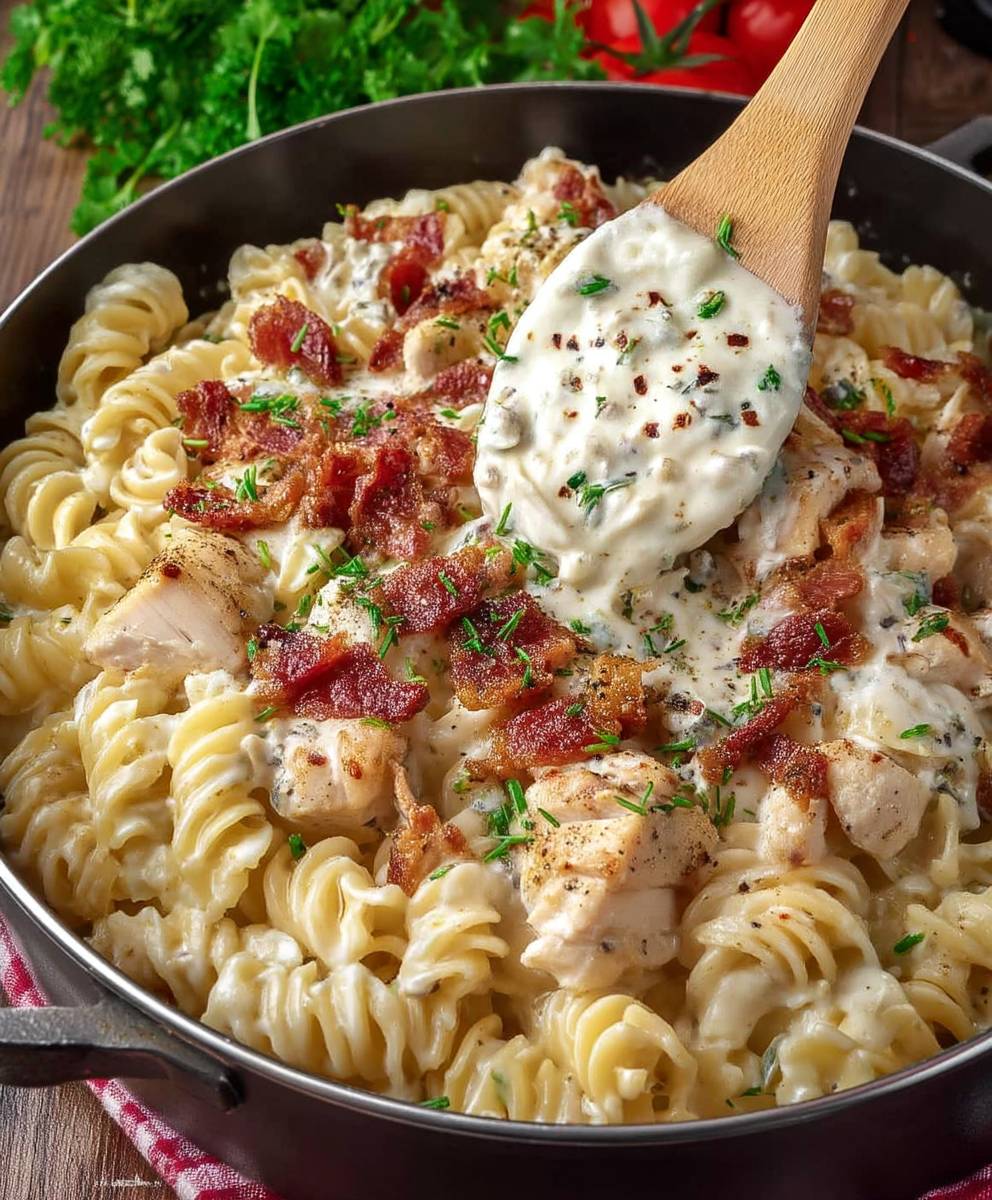 Creamy Chicken Bacon Ranch Pasta