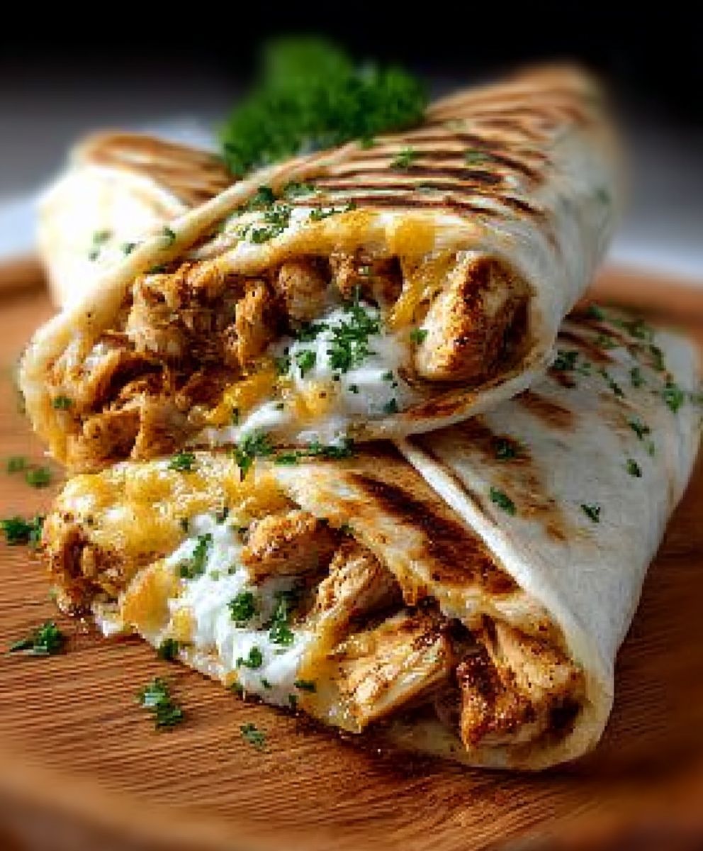 Cheesy Garlic Chicken Wraps