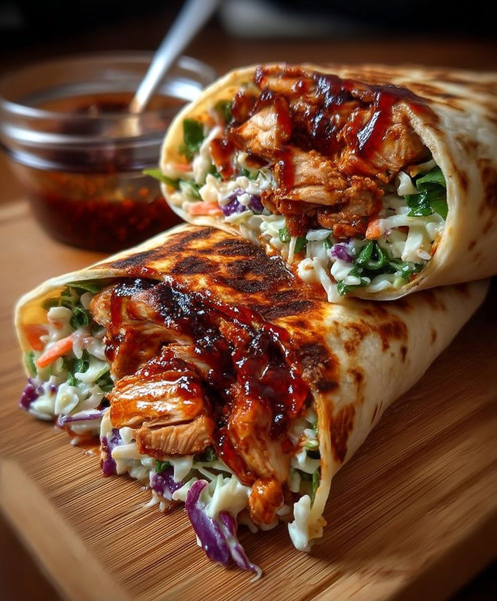 BBQ Chicken Coleslaw Wraps