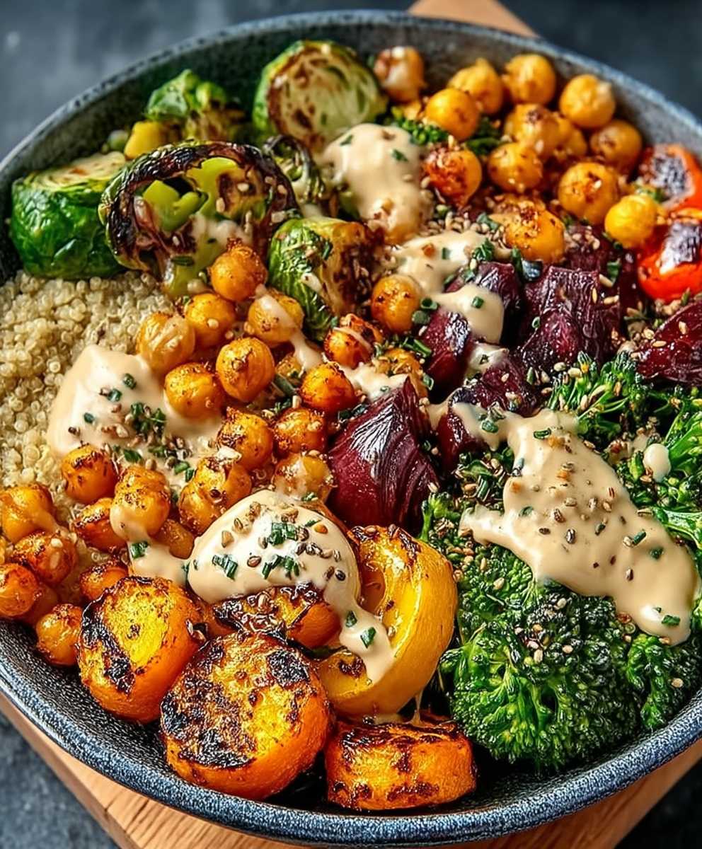 Roasted Veggie Chickpea Bowls