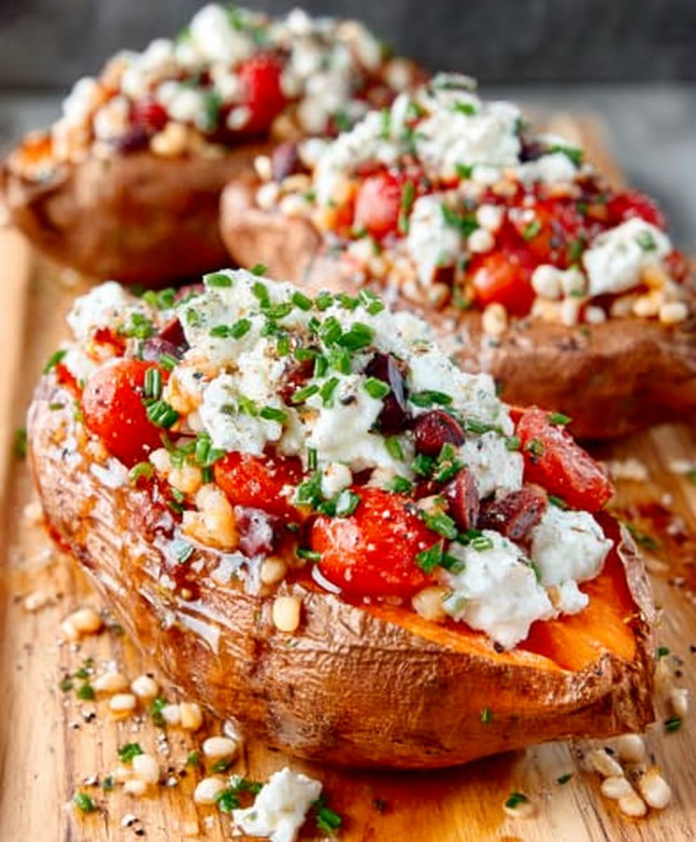 Mediterranean Stuffed Sweet Potatoes