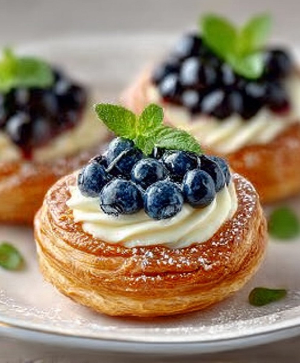Blueberry Pastry Rings with Vanilla Cream Filling – Delicious Breakfast Treat image 2