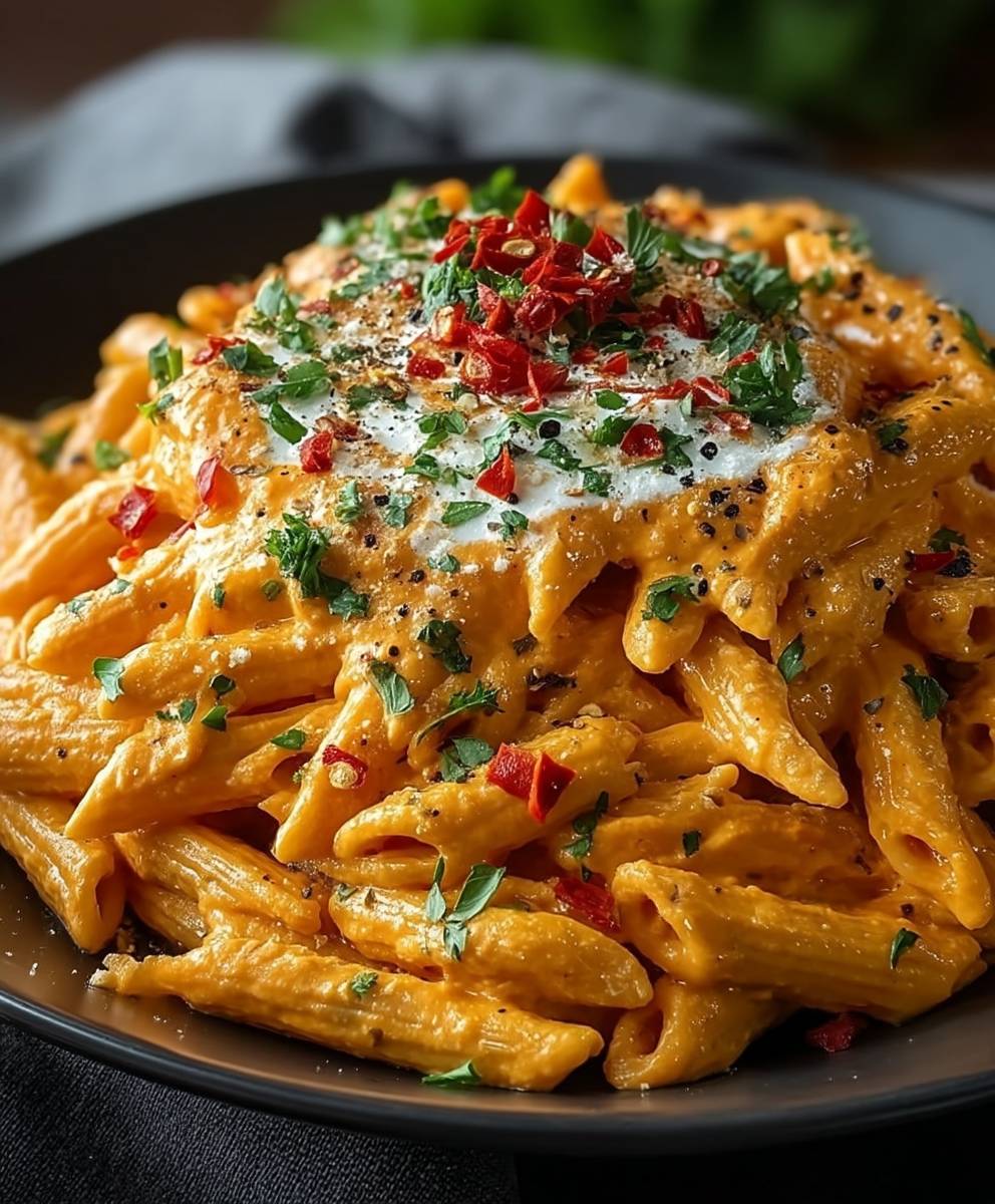 High Protein Creamy Roasted Red Pepper Pasta image 2