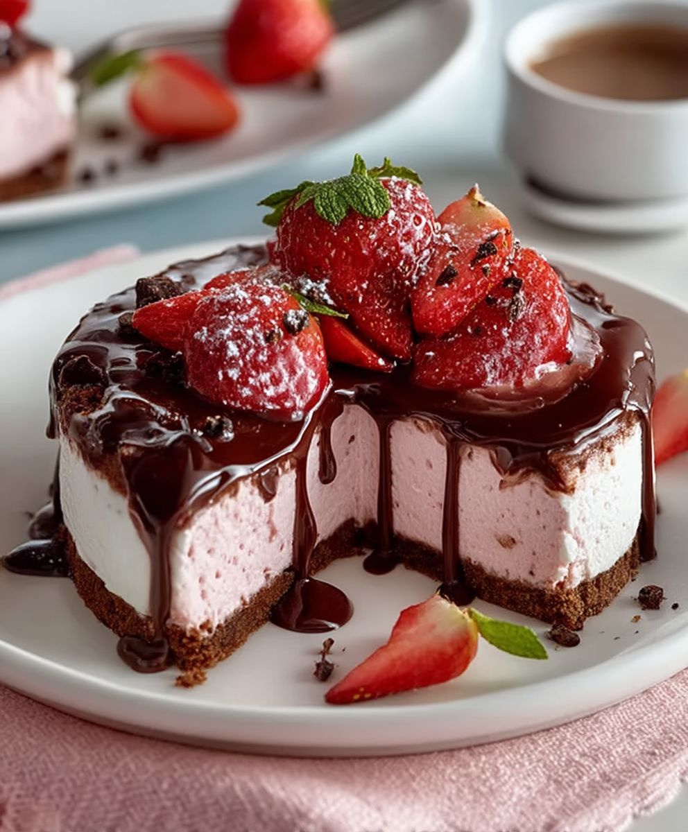 Chocolate Covered Strawberry Cheesecake | Rich Creamy Romantic Dessert Recipe image 2